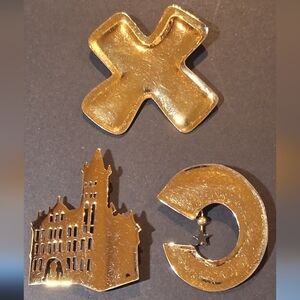 * SET Of 3 Sutton Hoo Carlton Ridge Gold Tone Pins Brooches